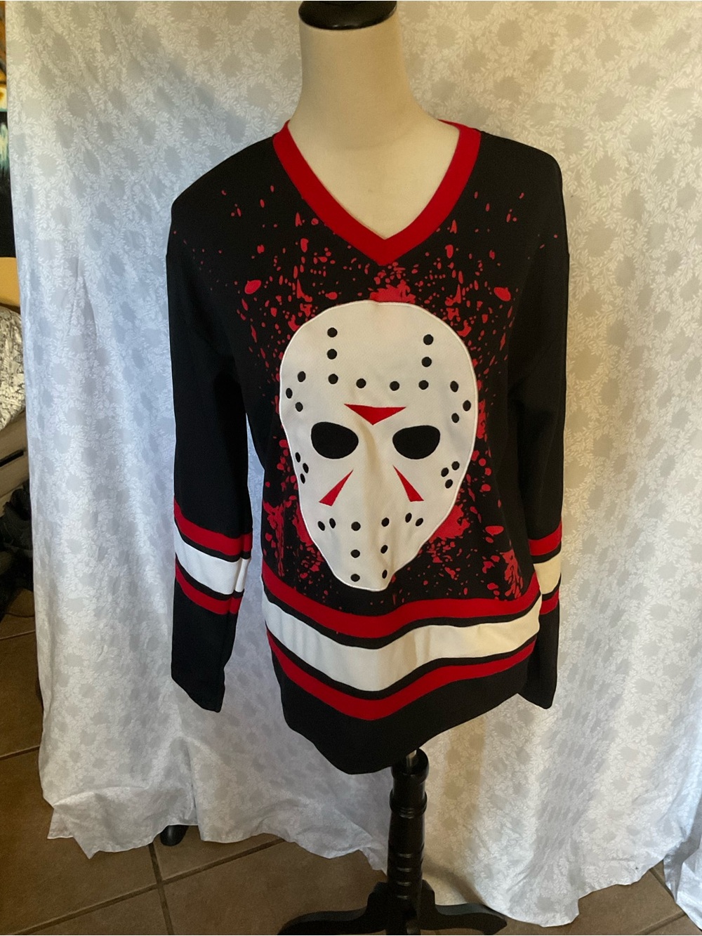 Michael Myers Hockey Mask Graphic V-Neck Top
